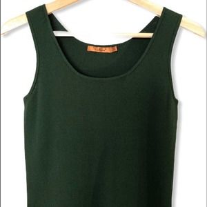 Belldini Dark Green Ribbed Stretch Scoopneck Tank Medium